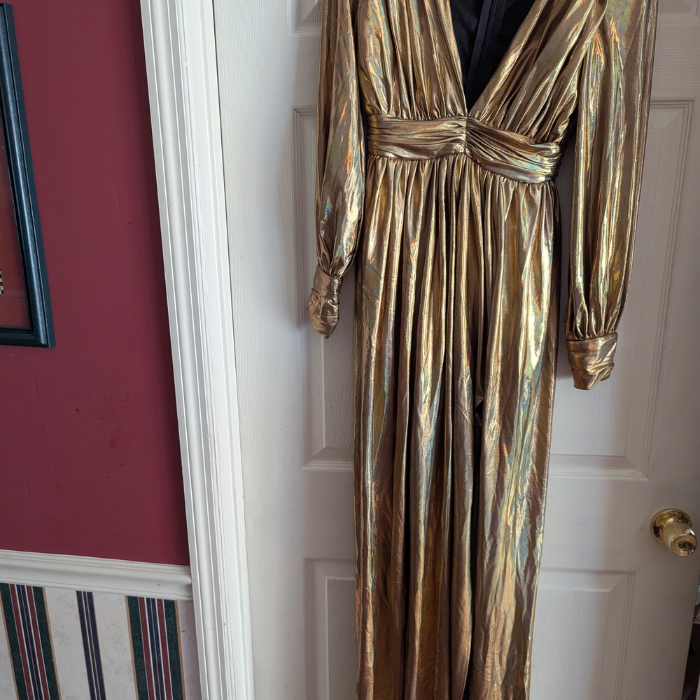 Forever Unique Gold Long Sleeve Dress